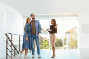 Real estate agent and her clients